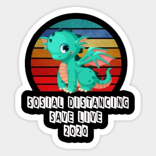 Cute Dinosaurus Save Live Retro Sticker